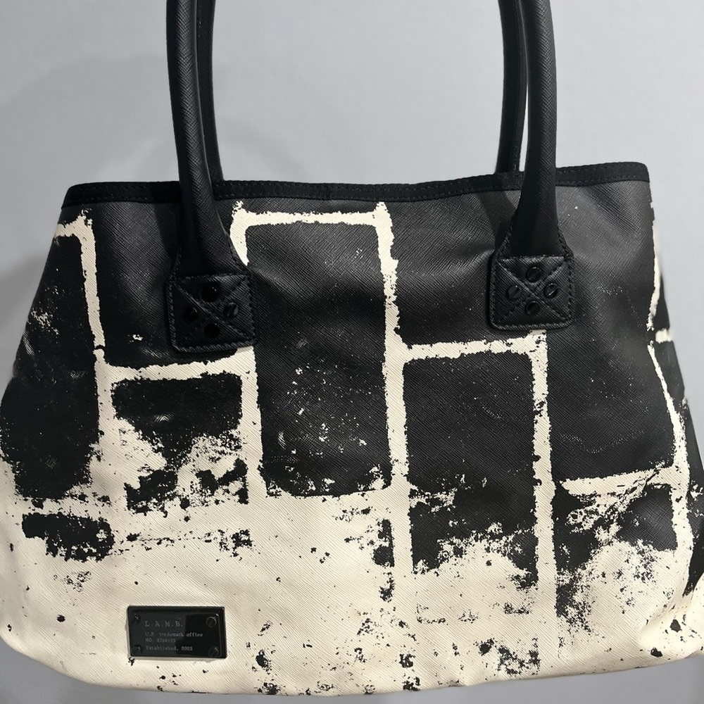 L.A.M.B black and white tote bag
